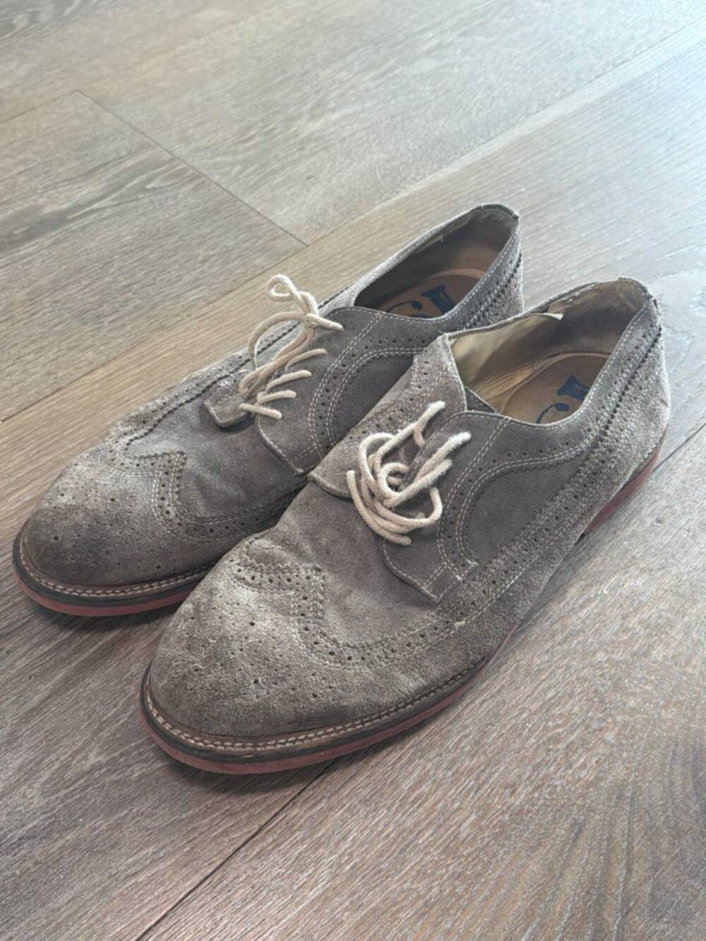 1901 Gray Suede Wingtip Oxfords Men's 14M - Lightly Used - Picture 5 of 8